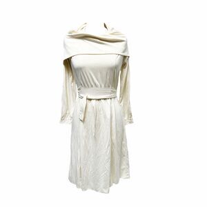 Vintage Form Fitting White Long Sleeve Dress